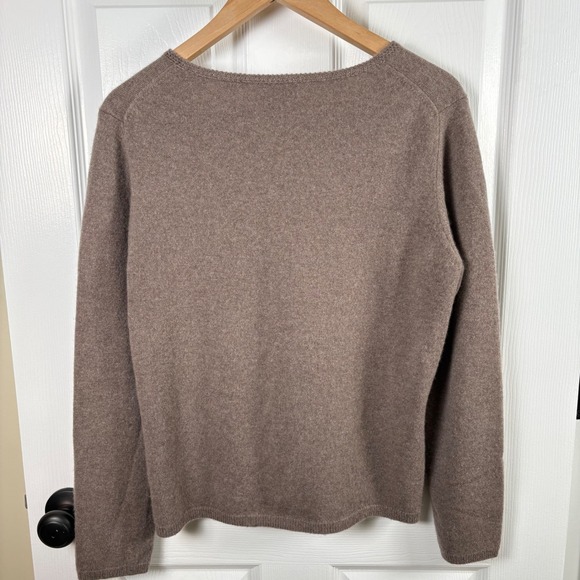 Vtg Talbots 100% Cashmere V-Neck Sweater Brown Womens L Old Money Minimalist - Picture 4 of 6